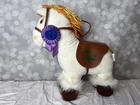 Vintage 1984 Cabbage Patch Kid CPK Show Pony White Orange Spots, Saddle, Ribbon