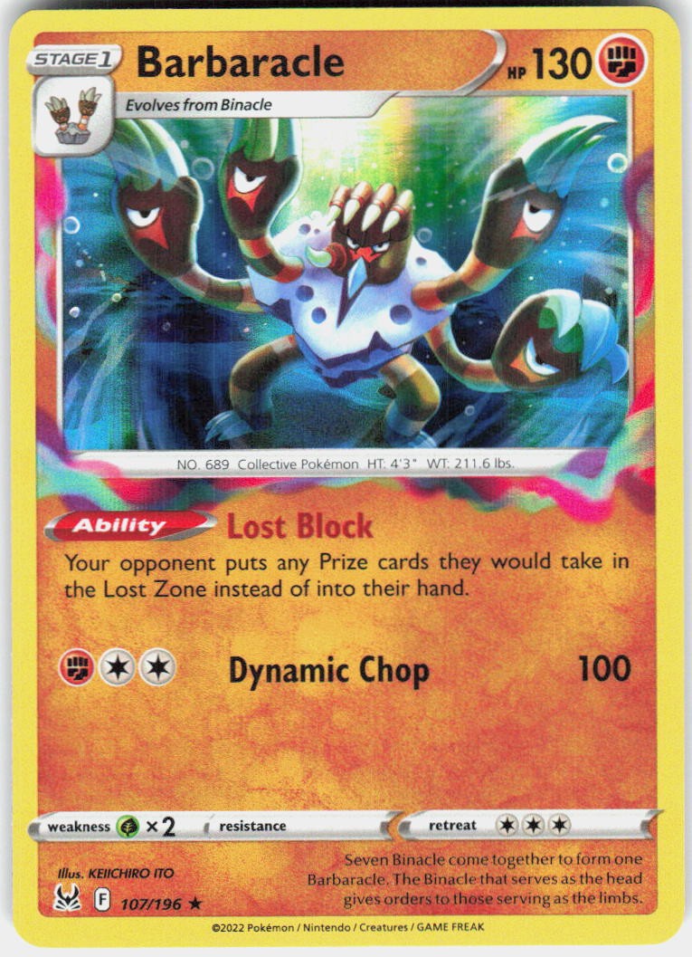 Barbaracle 107/196 Holo Rare Lost Origin Pokemon Lightly Played