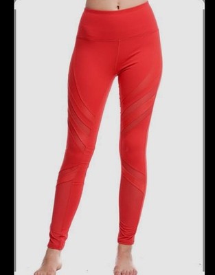 LA Society Women's Red Leggings L Regular 27'' Inseam 14'' Waist Style 6026 (K-09)