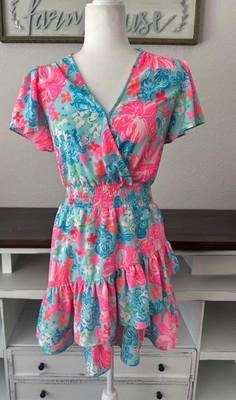 Lilly Pulitzer Maryanne Flutter Sleeve Dress Luscious Lions Women's Size 0