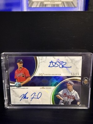 2024 Topps Dynamic Duals 39A AJ Smith-Shawver Max Fried Purple Auto 12/25 Braves