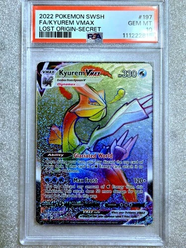 2022 Kyurem Vmax PSA 10 Pokemon Lost Origin 197/196 Secret Rainbow Rare Full Art