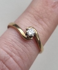 Vintage Solitär-Drehring 9 kt Gold gepunzt 0...