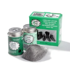 Leather Luster Kit Hi Gloss Patent Leather Finish Black Military shoe shine 12oz