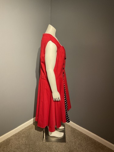 killreal Kleid rot und schwarz gepunktet Retro inspiriert Neu mit Etikett Größe 5X - Bild 2 von 9