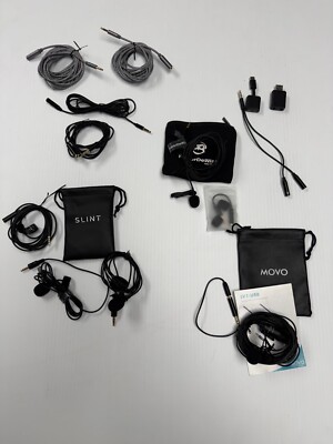 Lot of 4 Lavalier Mics with Accessories - Movo, Slint, PowerDeWise - LightlyUsed