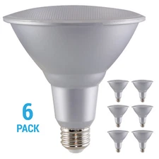 6 Pack Satco S29454 LED 120V 15W =90W PAR38 Medium E26 Dimmable Silver 5000K