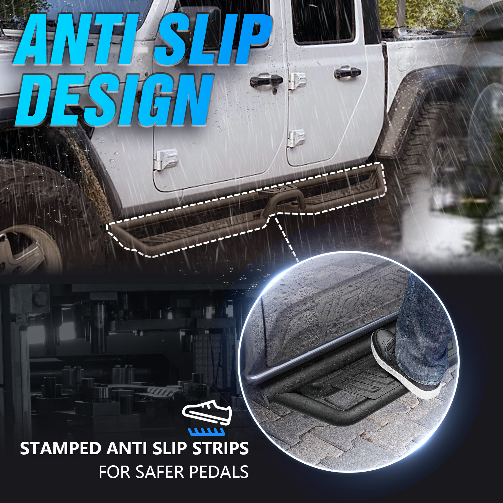 Running Boards Nerf Bars Step Plates For 2020-2025 Jeep Gladiator JT 4Doors