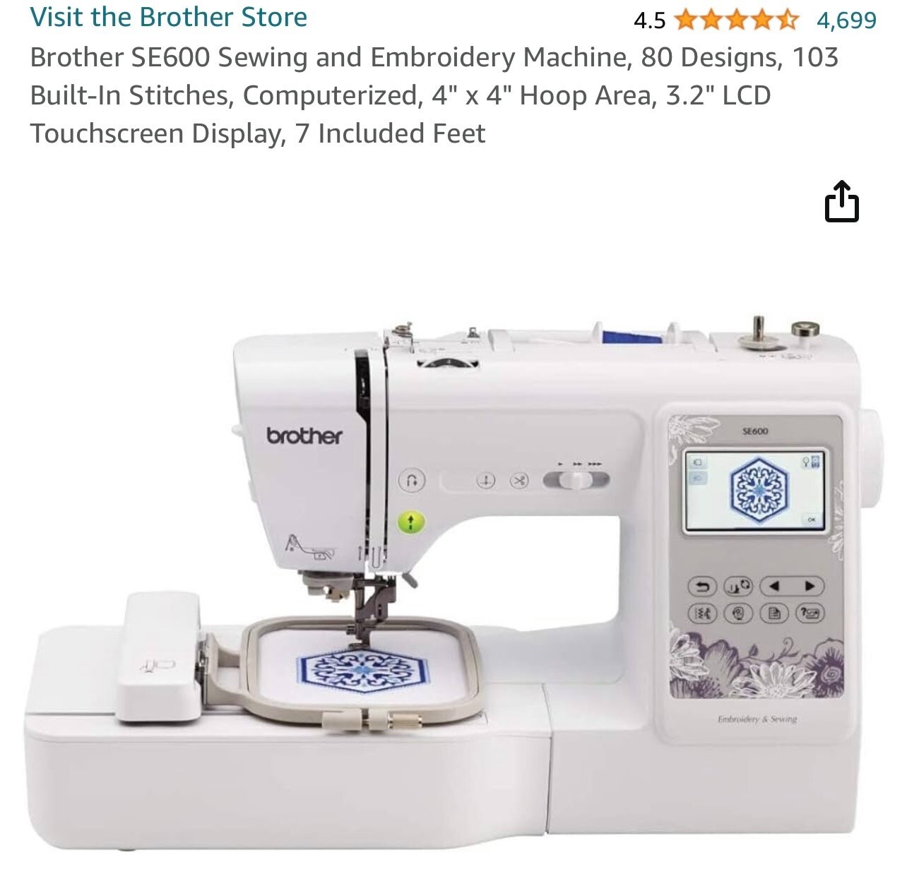 Brother SE600 Computerized Combo Sewing 12502649823 eBay