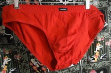 NOS Vtg Red High Thigh Cotton Briefs XL Waist 36/42 Oldstock