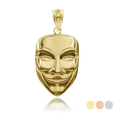 Gold Anonymous Mask 3D Charm Necklace (Available in Yellow/Rose/White Gold)