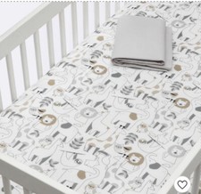 Cloud Island Crib Fitted Sheets Animals and Gray Solid 100 Cotton