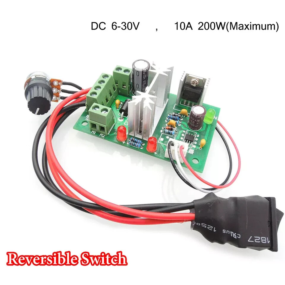 Controller Velocità Motore DC 6-30V PWM Reversibile – Avanti/Indietro Con Interruttore