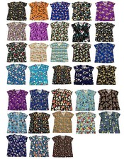 Women's Halloween Christmas Ultra Soft Medical Nursing Scrub Tops S to 3XL