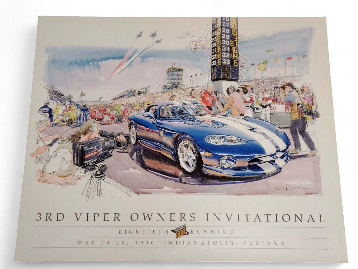 1996 Dodge Viper GTS VOI Poster Indy 500 Pace Car Indianapolis