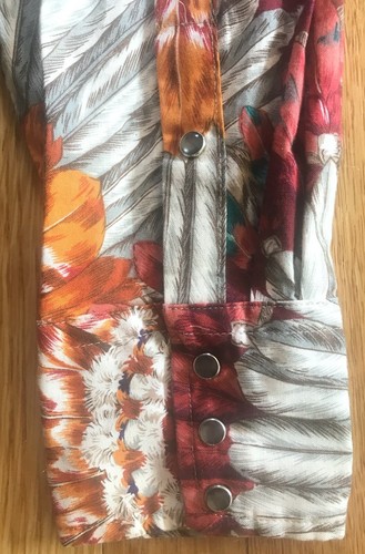ROPER L/S SNAP FRONT WESTERN SHIRT - MEN'S LARGE - FEATHERS - HEADDRESS - USA - Bild 4 von 5