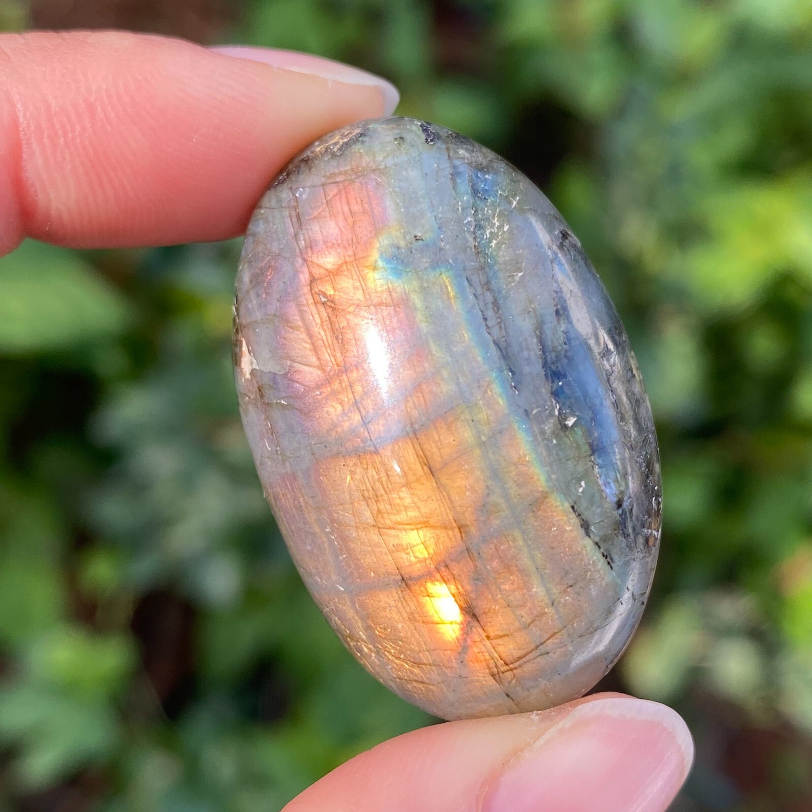 23g Natural Flashy Rainbow Labradorite Palm Crystal Quartz Healing Reiki