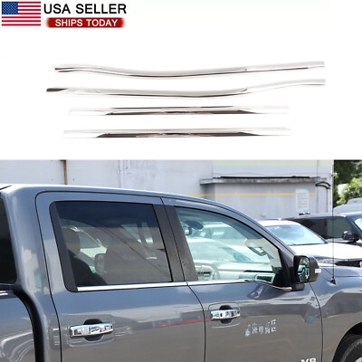 4PCS Stainless Steel Chrome Window Sill Trim For Nissan Titan 2016-2023 Crew Cab