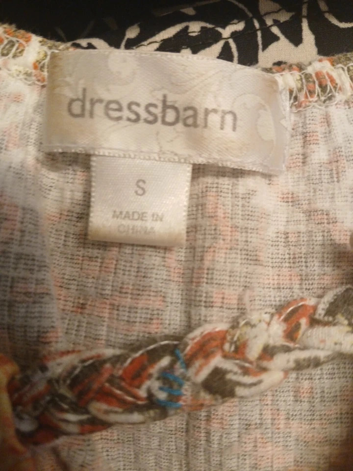 DRESSBARN women's  Cap Sleeve Multicolor Boho Style Top W/Beaded Accent S Foto 4 de 4