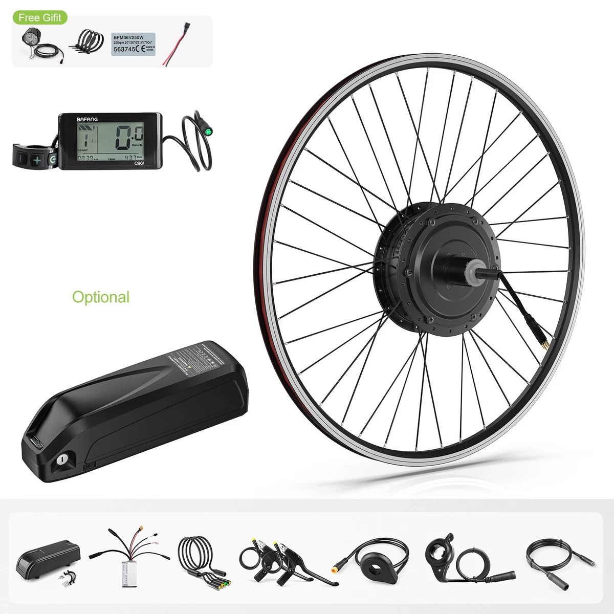 E-Bike Conversion Kit 48V 500W 26'' Rear Motor Fit for Cassette