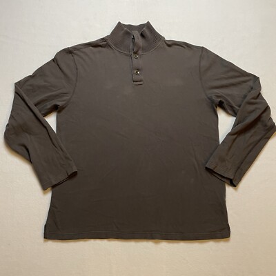 Gap Henley Button Sweater Mens XL Pullover Long Sleeve Brown