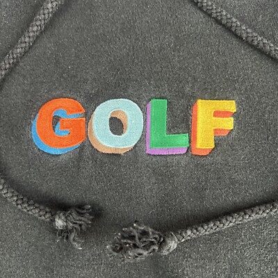 【WOOHWA】TYLER SHIRRING TR PT Golf Wang Men's Embroidered 3D Hoodie Sweatshirt Sz M Black