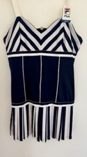 NWT FILA Heritage XL Navy White Mitered Stripe Tennis Dress Iconic Ginny Hilfige