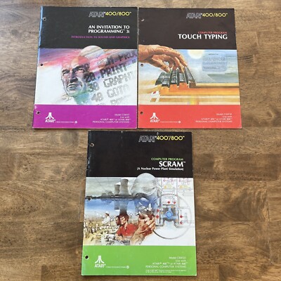 Atari 400/800 REFERENCE SET - SCRAM TOUCH TYPING INVITATION PROGRAMMING - VG