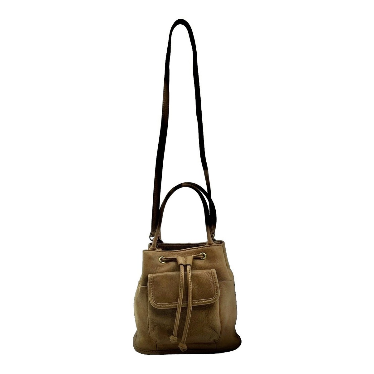 Vintage 00s Y2K FOSSIL Leather Convertible Crossbody Bucket Bag