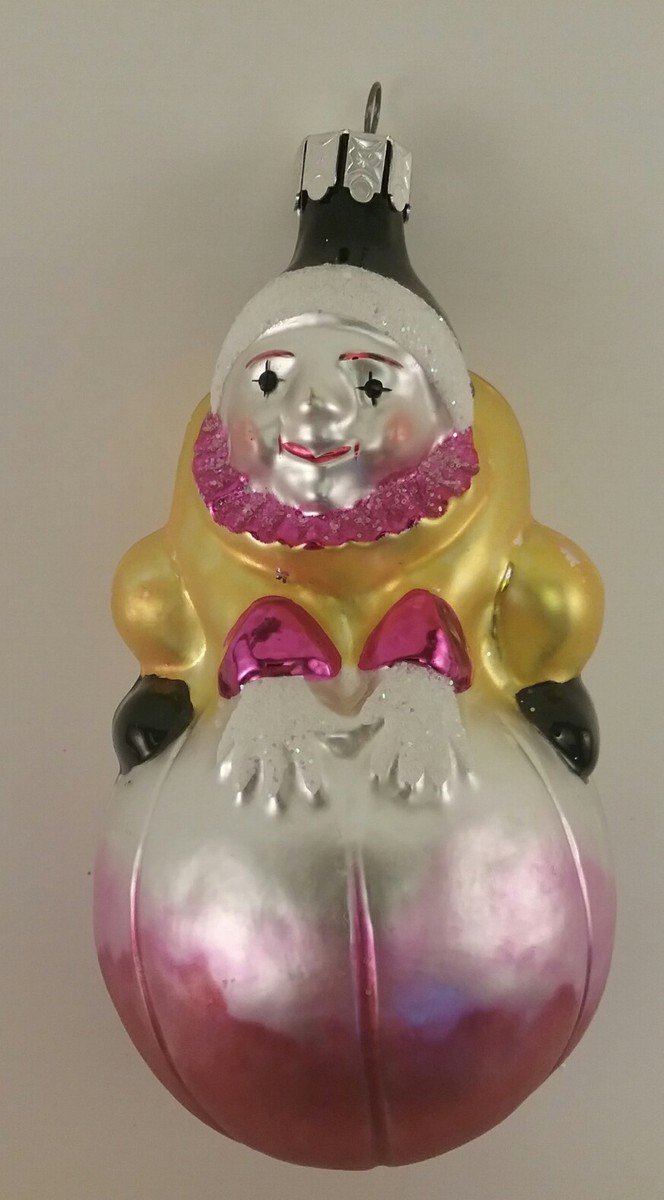 CHRISTOPHER RADKO ADORNO AMARILLO ROLY-POLY PAYASO EN BOLA ROSA 91-032-0, image size:664x1200