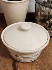 Vintage Longaberger WOVEN TRADITIONS BLUE BUTTER TUB & LID Excellent Condition 