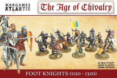 Fuß Ritter (1150-1320) Zahlen x24 - 1:56 Modell Set Wargames Atlantic WAAAC001