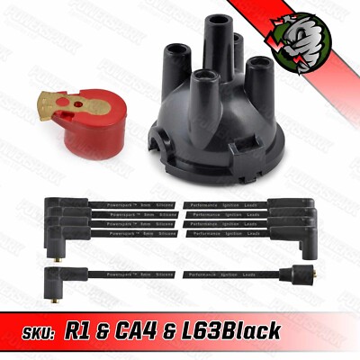HT Leads Lucas 25D Distributor Cap and Red Rotor Arm 8mm Black MG MGB ...