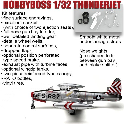 HOBBY BOSS 1/32 REPUBLIC F-84E THUNDERJET MODEL KIT 83207 - Picture 2 of 4