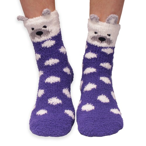 Calcetines de invierno súper suaves acogedores cálidos lindos animales antideslizantes difusos tripulación - Imagen 38 de 51