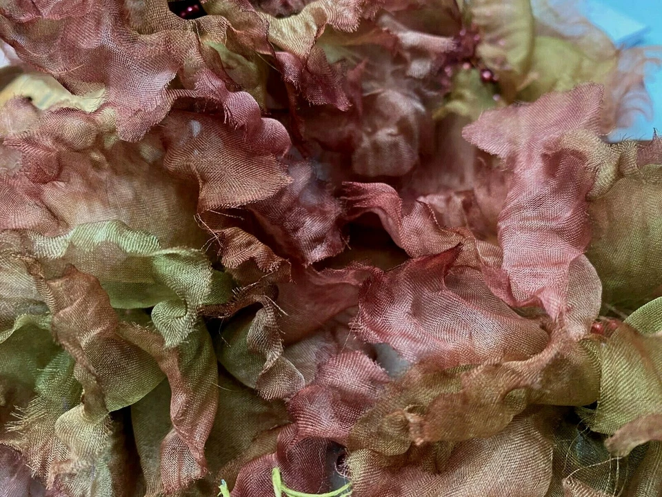 винтажный millinery 1960-х цветок 4» мшистый atq роза вручную свернутый органза 1шт США - Изображение 3 из 4