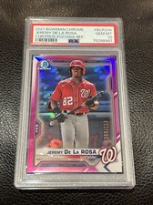 2021 Bowman Chrome Fuchsia Refractor /199 Jeremy De La Rosa #BCP-248 PSA 10 Nats