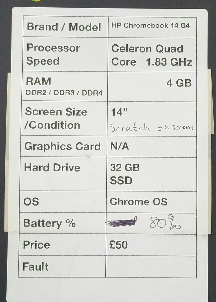 HP Chromebook 14 G4 - Celeron Quad Core 1.83GHz - 4GB RAM - 14" - 32GB SSD - ... - Image 3 of 4