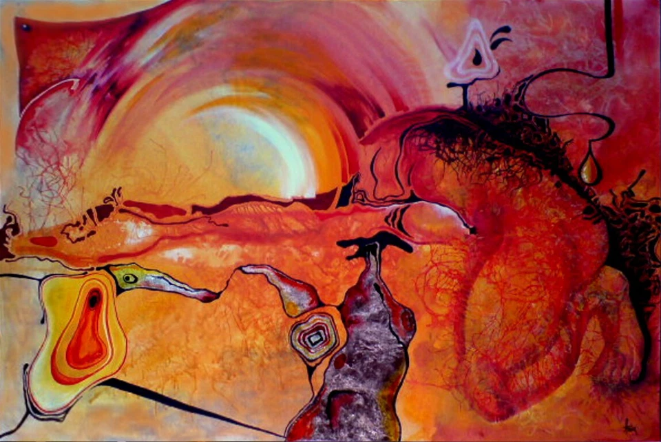 cuerpo hombres figuras sol fuego arte abstracto contemporáneo pintura artista contemporáneo Foto 2 de 4