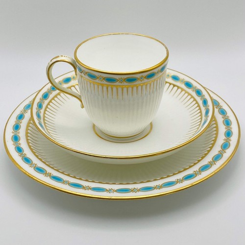 Minton Trio um 1860 Antik Türkis Gold Porzellan Tasse Untertasse & Beilagenteller A2957 - Bild 3 von 24