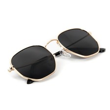 Black Tint Mens Women's Vintage Gold Frame Retro Summer Shade Sunglasses