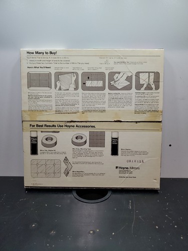 Vintage HOYNE "Mirro•Tile"/ 12" × 12" Plate Glass Mirror Tiles/ Box Of 6/ NOS - Imagen 5 de 7