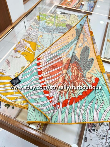 Sallys 70% Cashmere & 30% Silk Stole Animals Print Double Face Scarf Shawl 53" - Picture 7 of 35