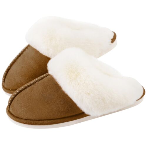 Women's Slippers Fuzzy Warm Comfy Faux Fur Slip-on Fluffy Bedroom House Shoes...