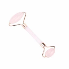 Luxe PREMIUM Rose Quartz Jade Roller for Face Massage Pink Gua Sha Facial Roller
