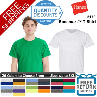 Hanes EcoSmart Men's Short Sleeve T-Shirt - ComfortBlend 50/50 Cotton Polyester (White, 5XL) - View #9