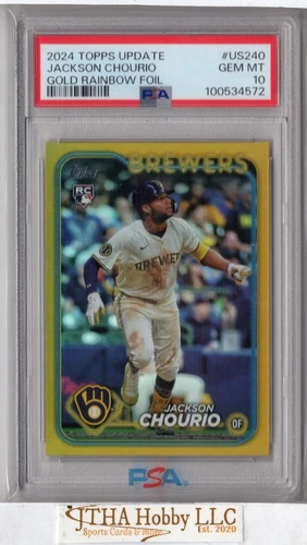 2024 Topps Update Jackson Chourio - Gold Rainbow Foil PSA Gem Mint 10