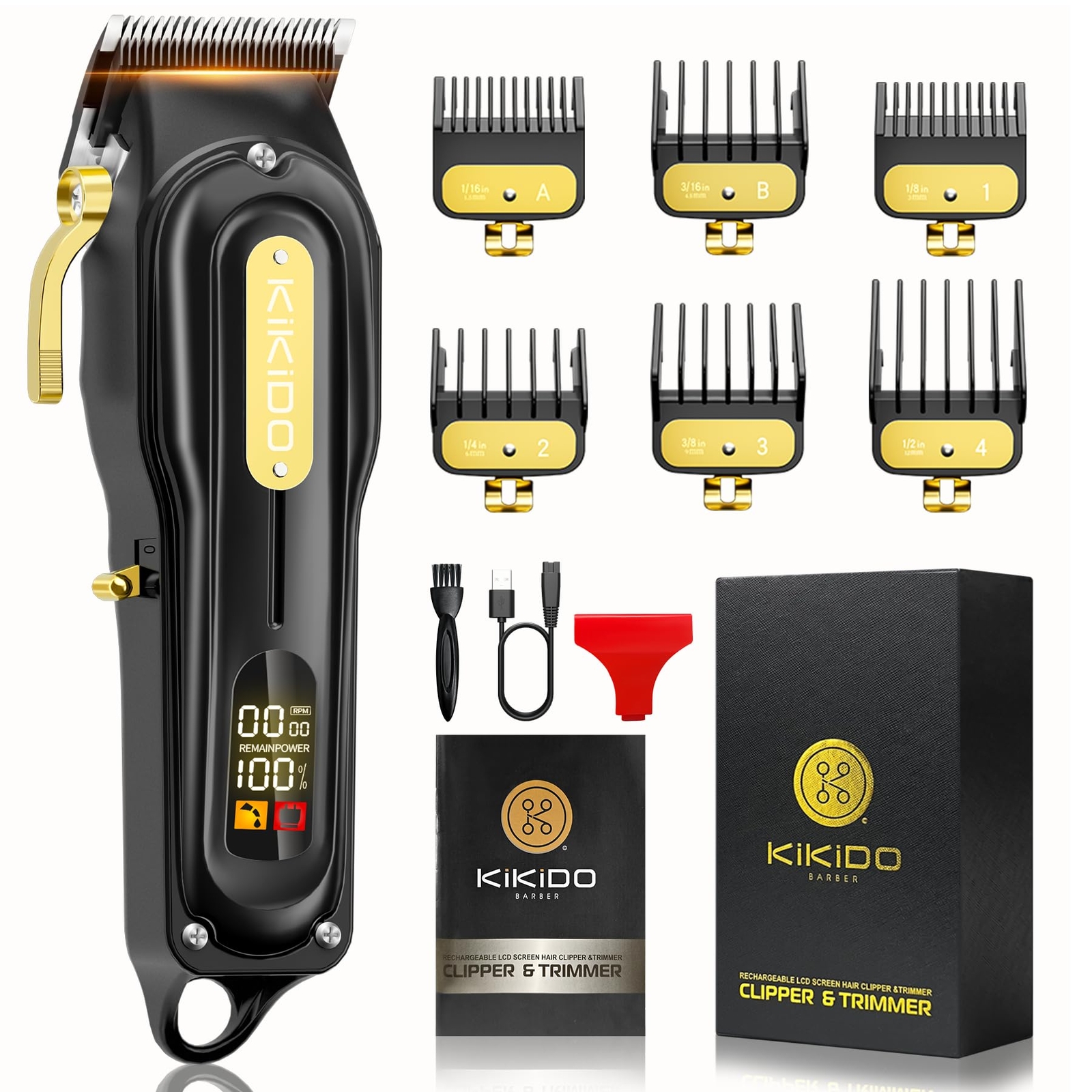 KIDIDO Professional Cordless Hair Clippers for Men - Barber-Grade Trimmer  