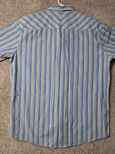 Tommy Hilfiger Shirt Medium M Mens Blue Yellow Striped Button Up - Picture 11 of 13