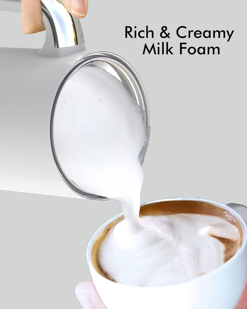 Milk Frother, 4-in-1 Electric Milk Foamer with Cold & Hot Froth for Latte Cappuc